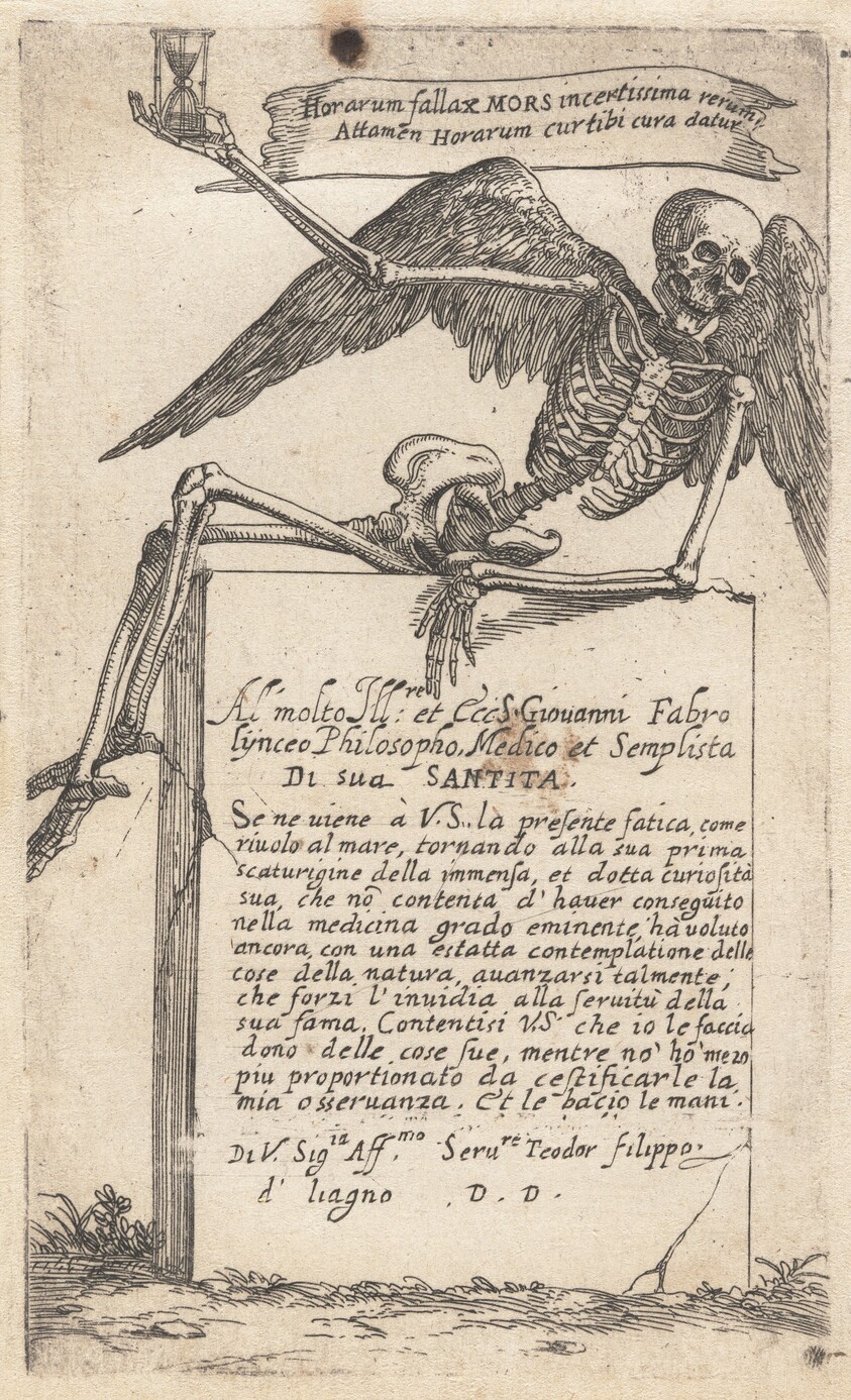 Seated Figure of Death with an Hourglass