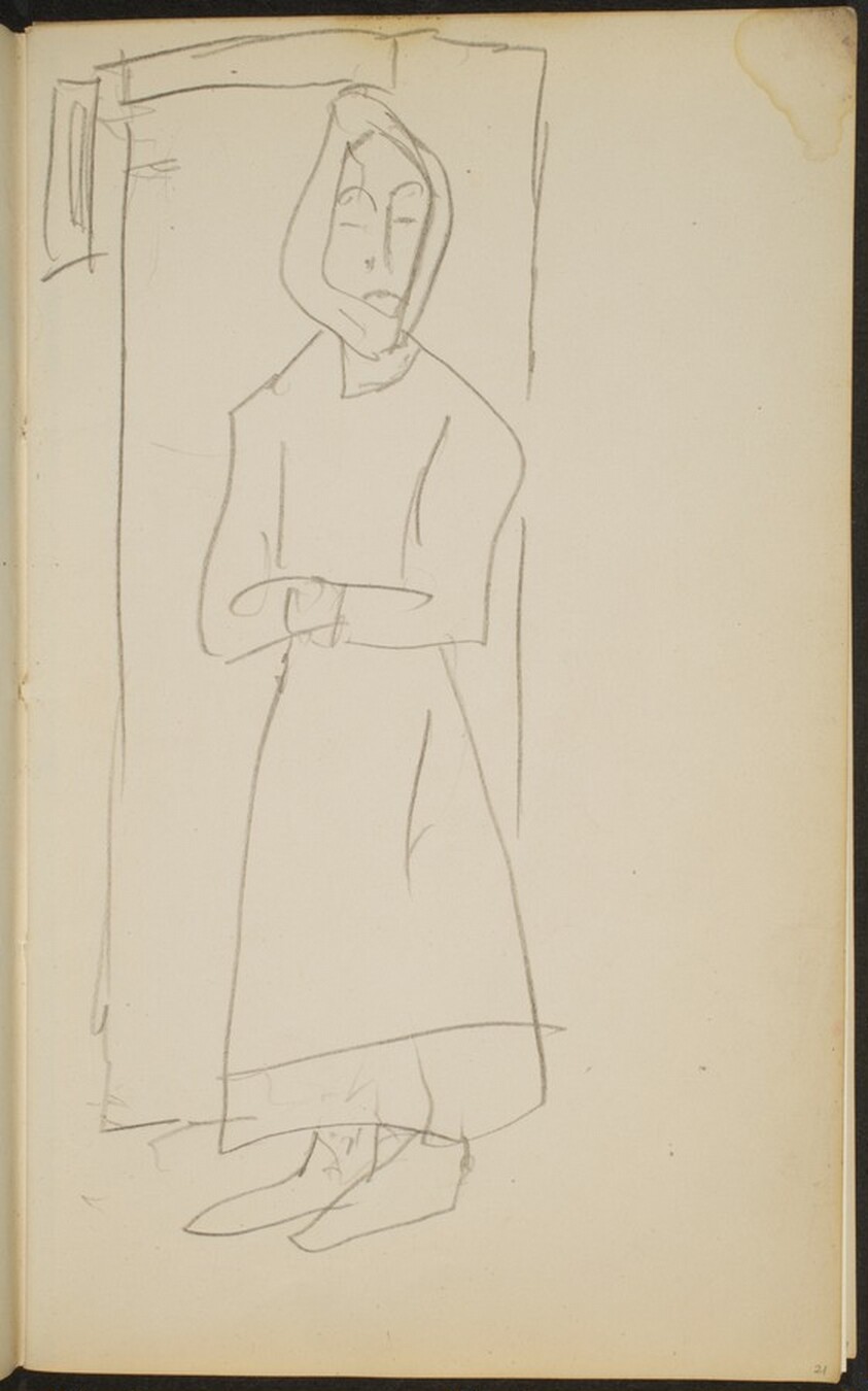 Frau mit Kopftuch in Türöffnung  (Woman with Headscarf in a Door) [p. 21]