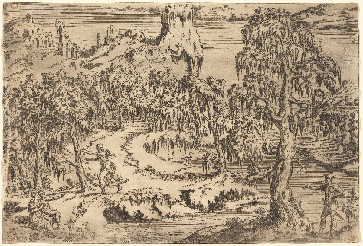 Landscape with a Woman Fleeing at the Sight of a Soldier