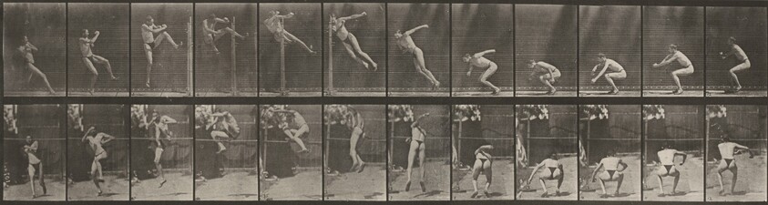 Plate Number 157. Jumping, running twist high jump