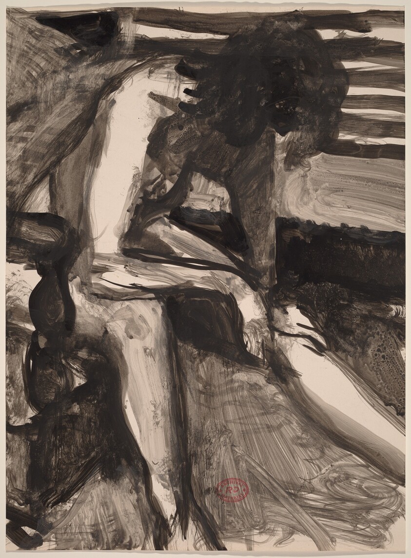 Untitled [seated female nude leaning forward with bowed head]