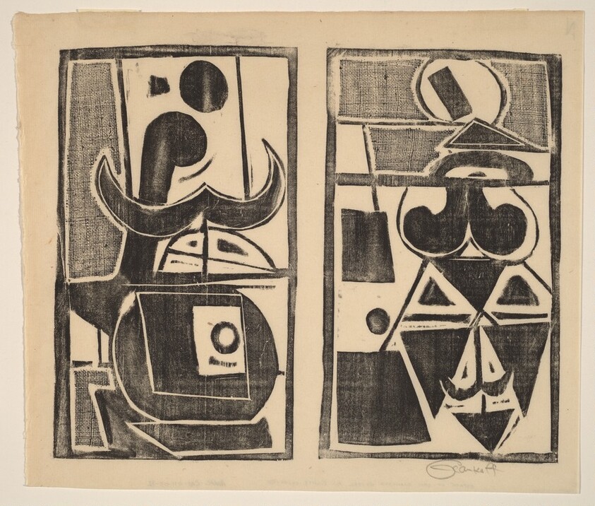 Untitled (Abstract collage monotype woodcut)