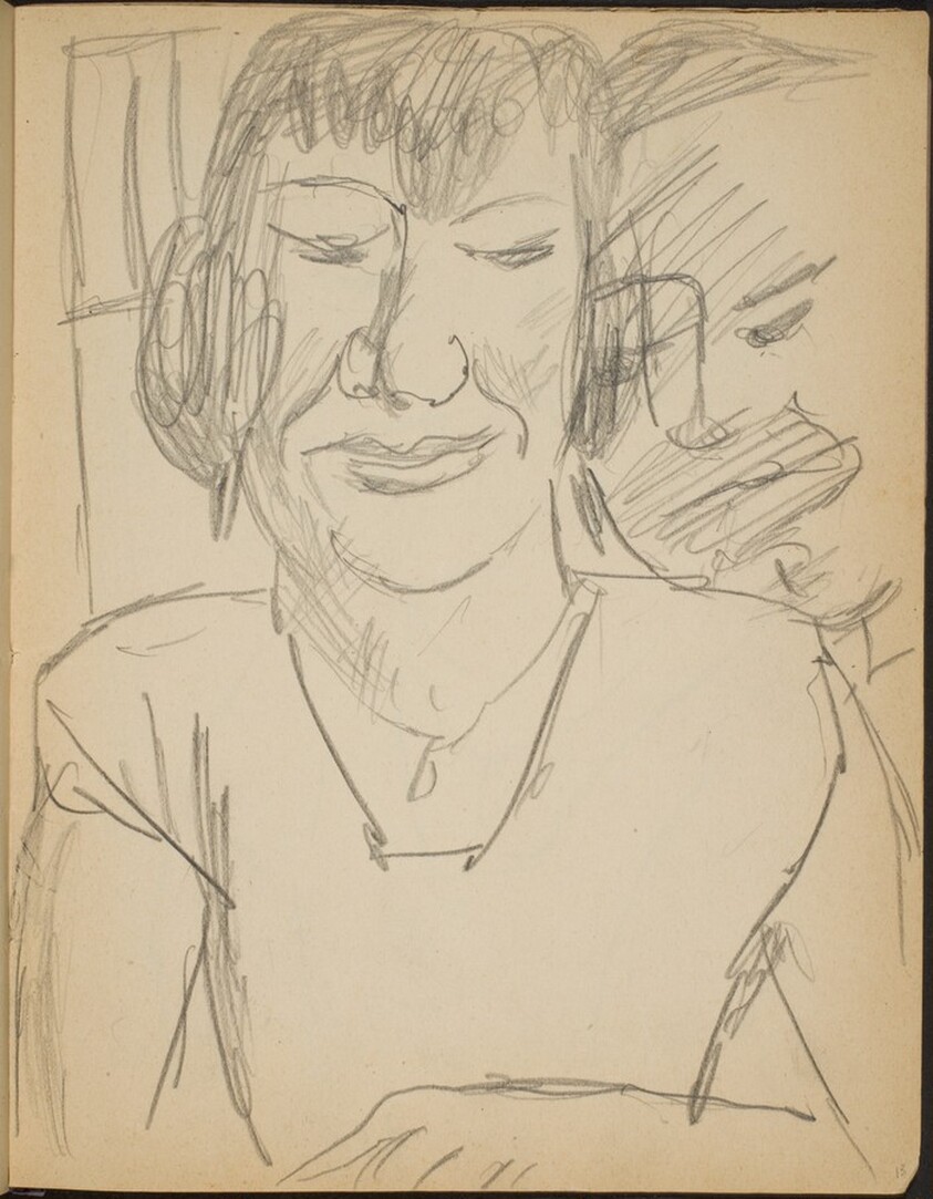 Weibliche Bildnisstudie und männliches Gesicht  (Study of Female and Male Face) [p. 13]