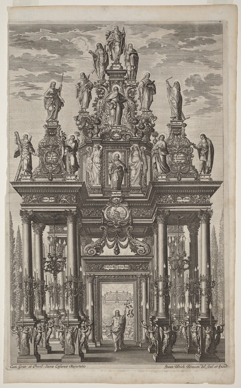 Frontispiece with Triumphal Arch with Christ and the Apostles