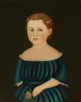 Little Girl in Blue Dress, American 19th Century, c. 1840