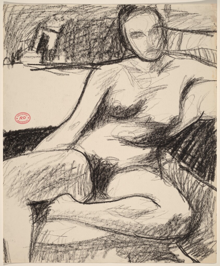 Untitled [nude seated with her left foot pulled under her]