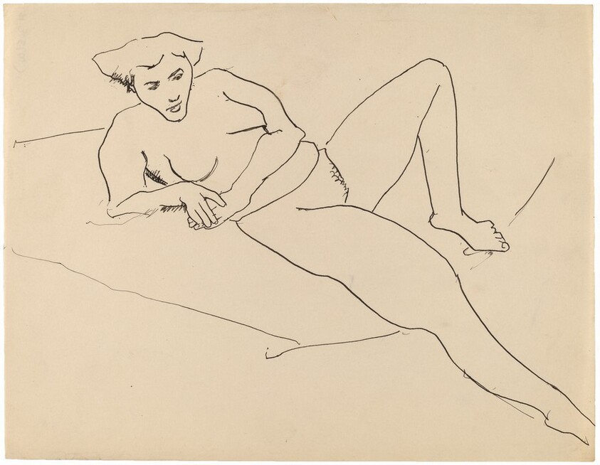 Reclining Nude Leaning to the Left, Right Arm Supporting Torso