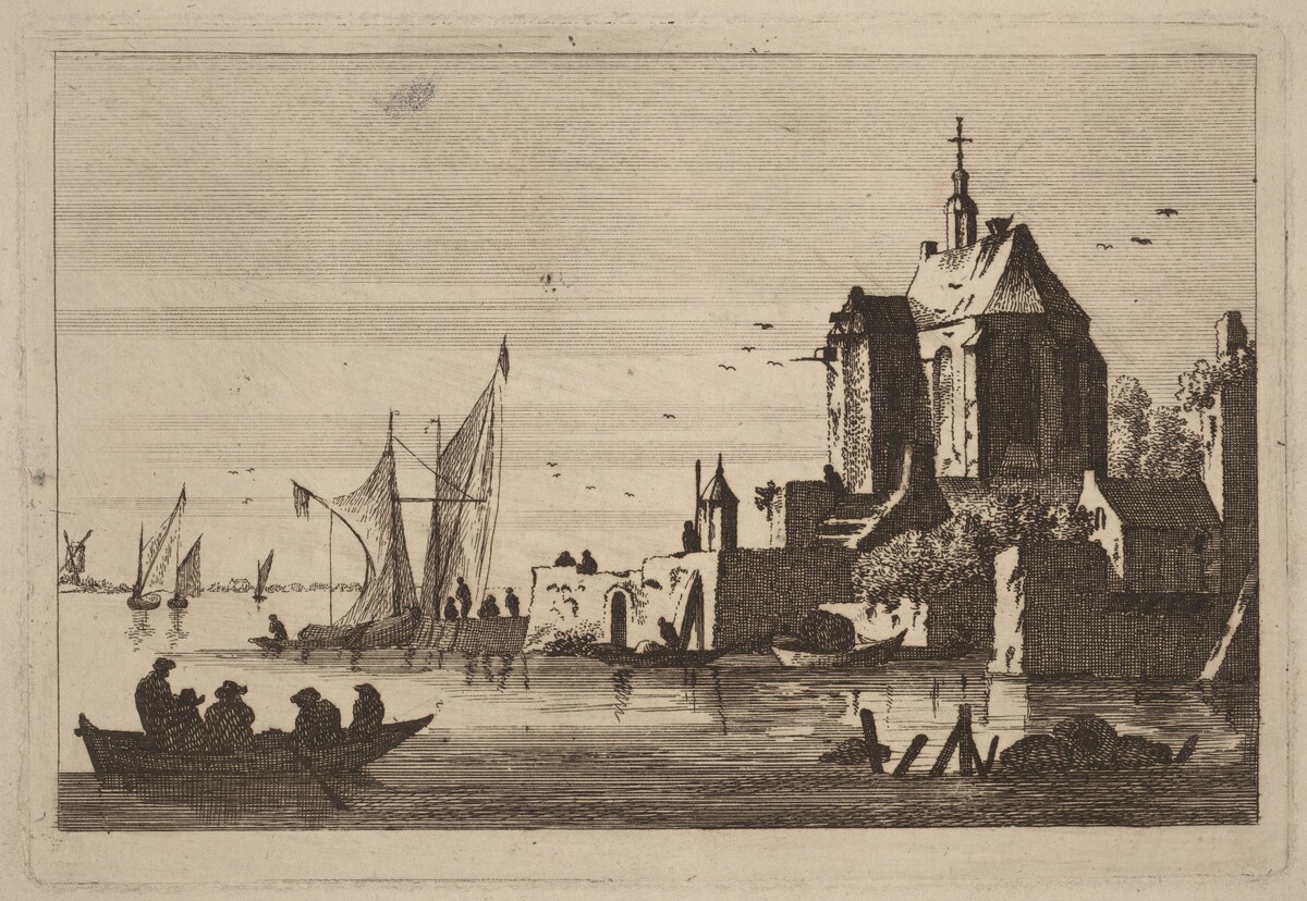 Church in an Inlet with Rowboat in the Foreground