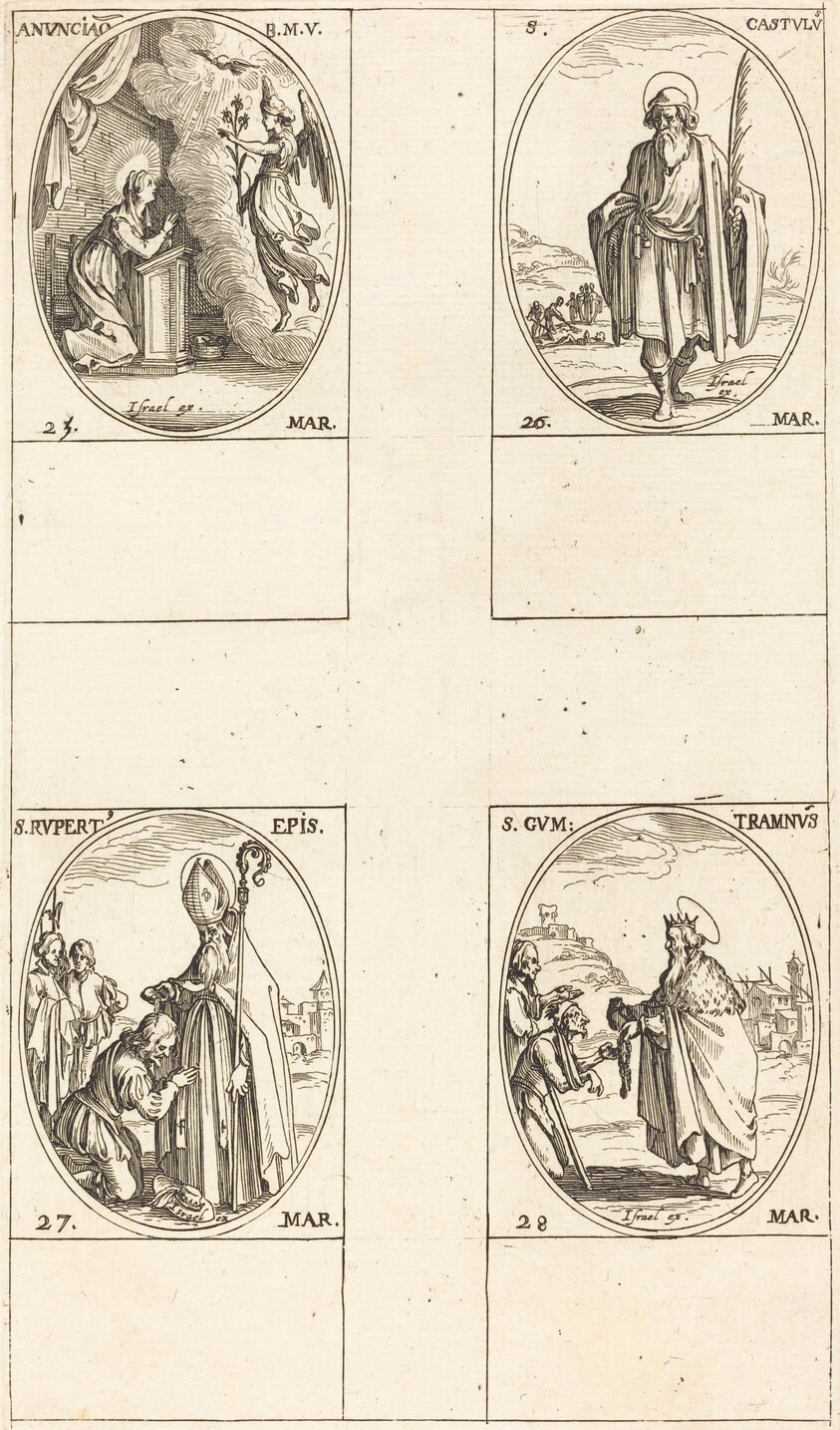 The Annunciation; St. Castulus; St. Rupert; St. Gontran