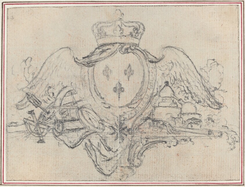Arms of the King of France with Wings and Scientific Instruments