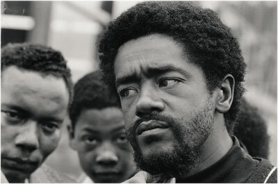 In a Time of Panthers 14, Bobby Seale, chairman of the Black Panther Party, speaking to media, Oakland CA