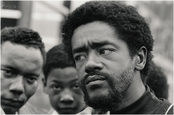 In a Time of Panthers 14, Bobby Seale, chairman of the Black Panther Party, speaking to media, Oakland CA