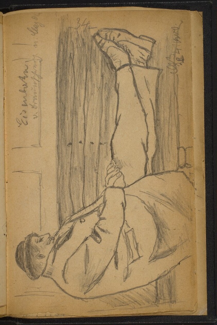 Man Reclining on a Bench