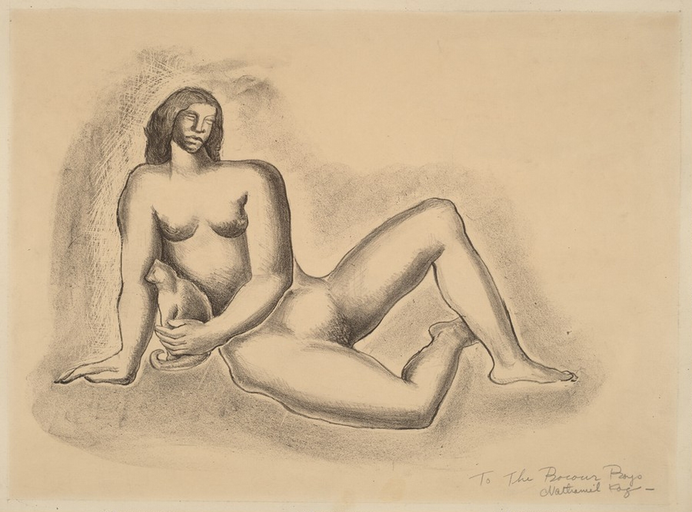 Nude with Cat, Nathaniel Kaz, c. 1935-1940