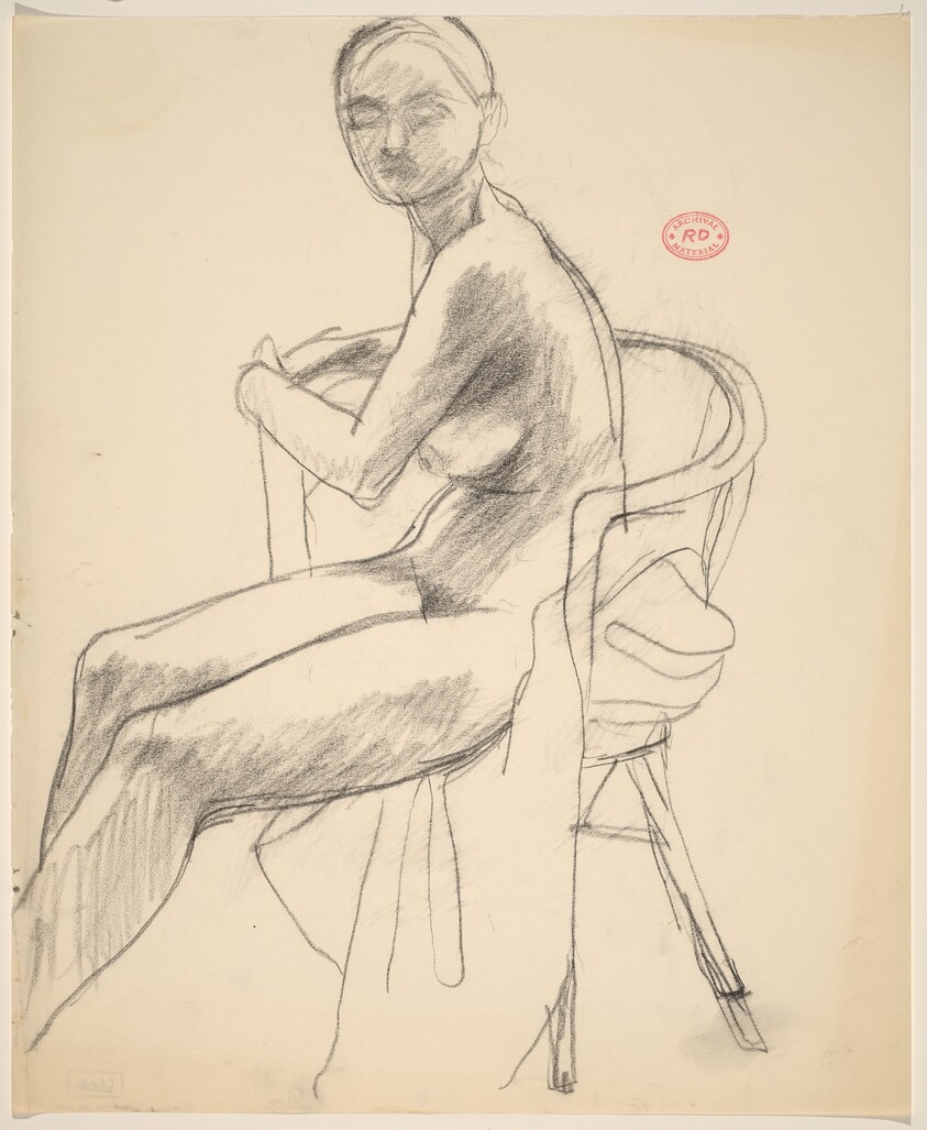 Untitled [seated female nude turning toward viewer]