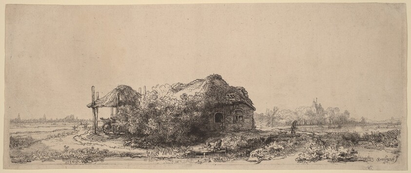 Landscape with a Cottage and Hay Barn: Oblong