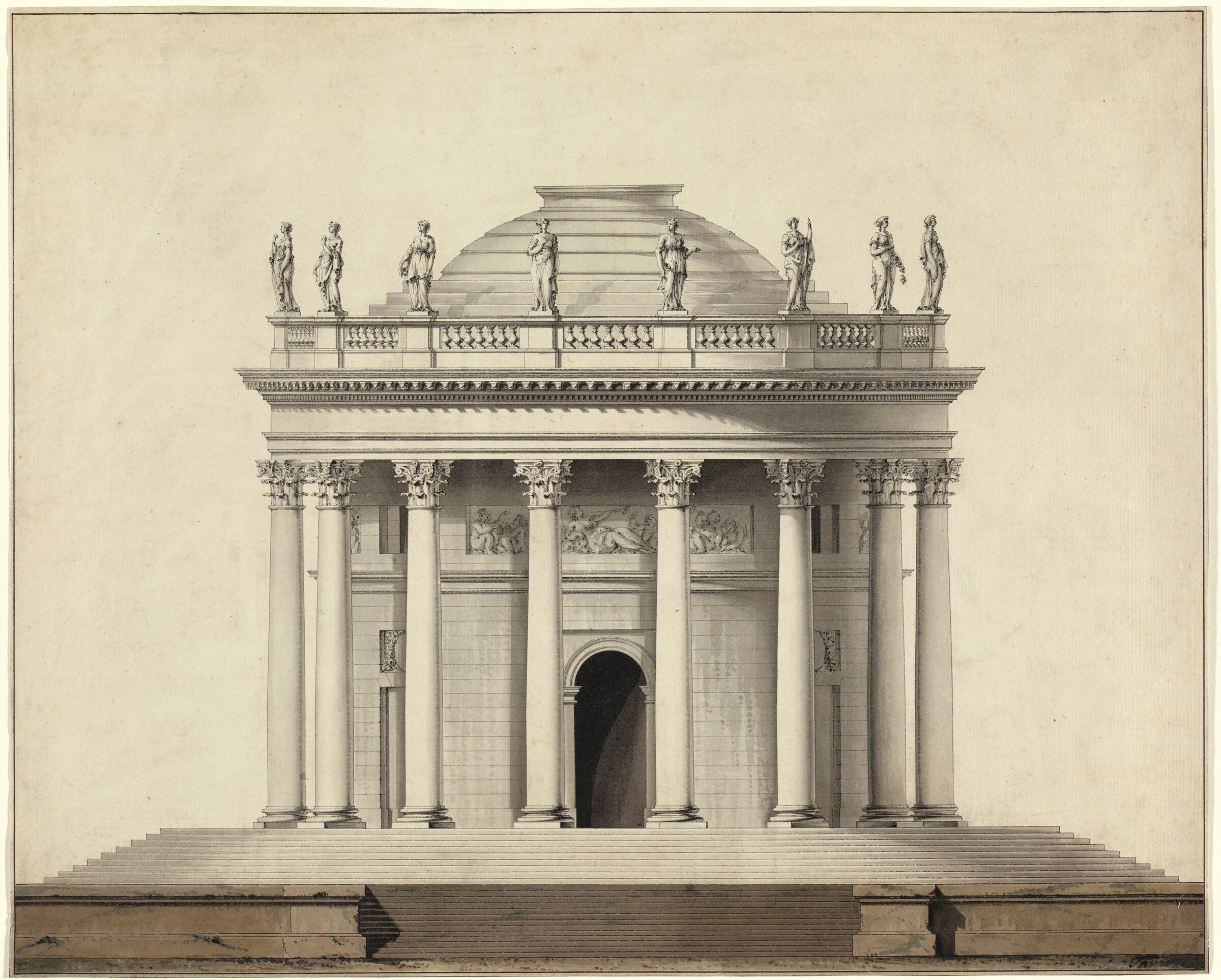 A Classical Temple, Louis Gustave Taraval, c. 1780
