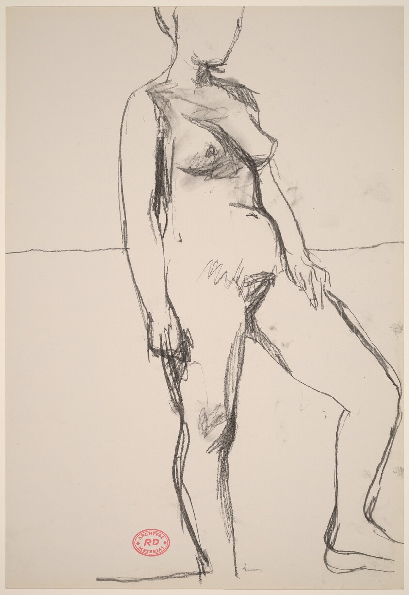 Untitled [standing female nude with left foot raised]