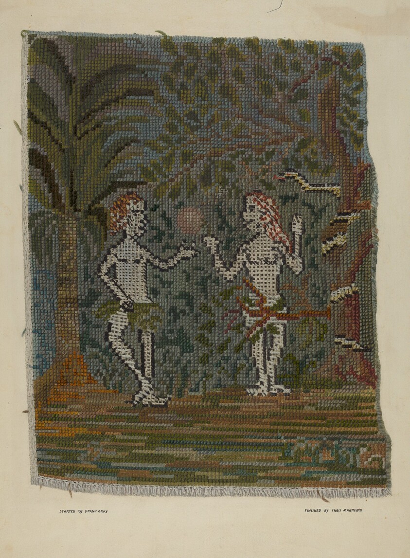 Adam & Eve Embroidered Picture