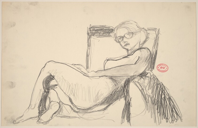 Untitled [reclining female nude with glasses]