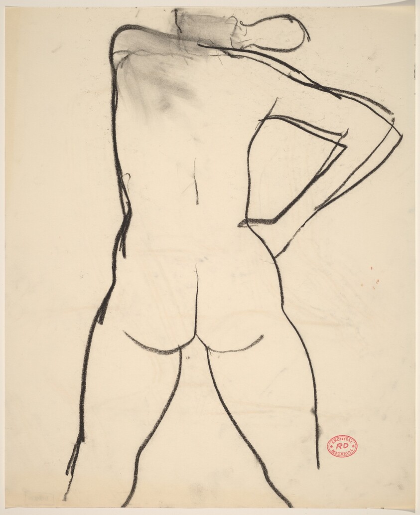 Untitled [rear view of female nude with right hand on hip]