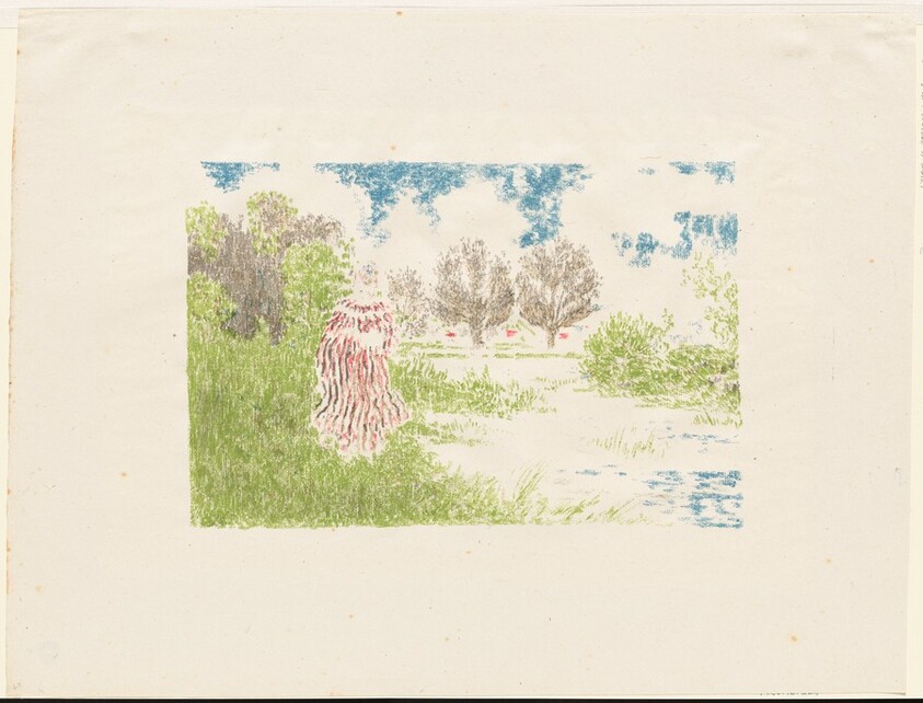 Woman in a Striped Dress in a Landscape (Femme en robe à rayures)