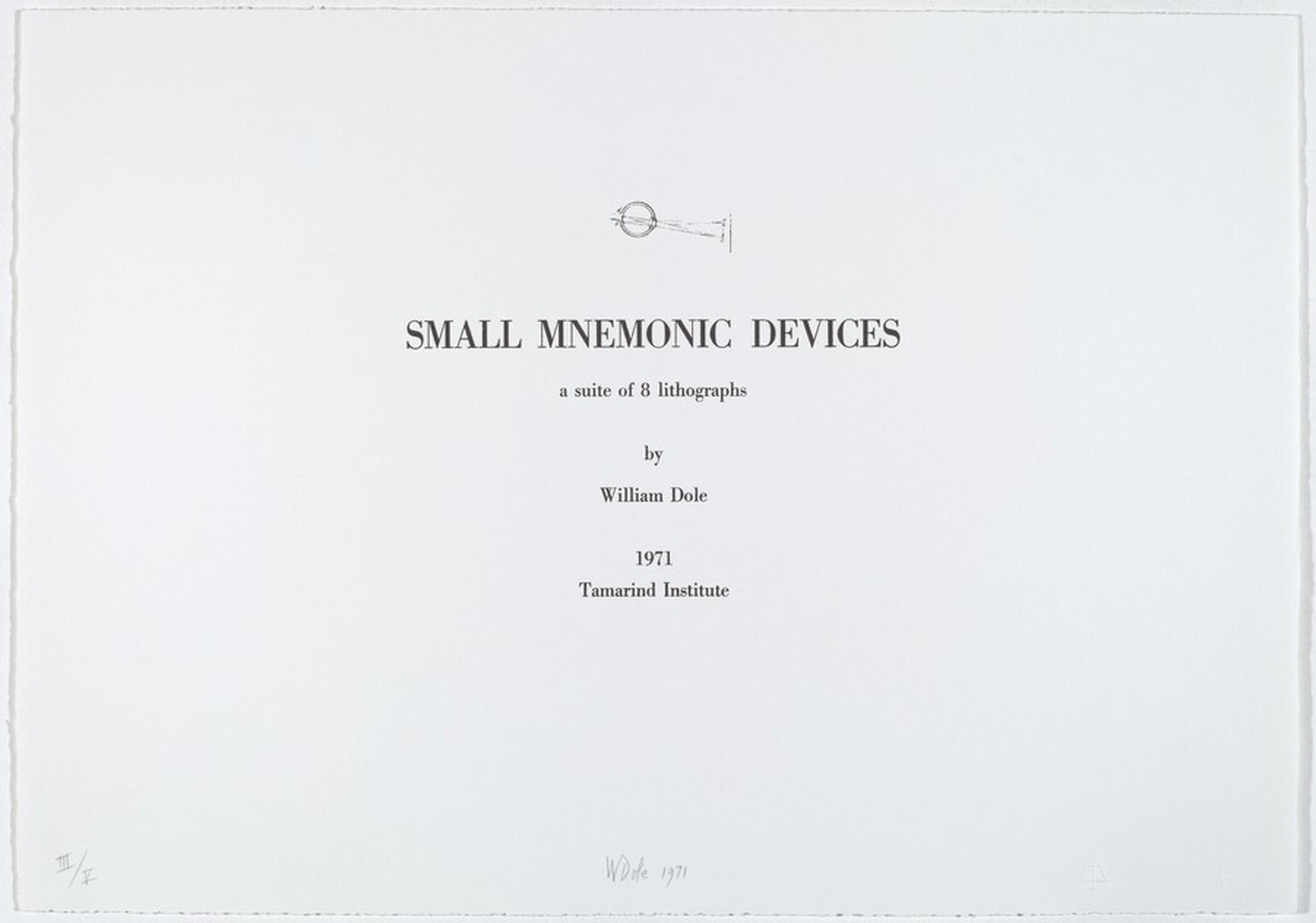 Title Page for "Small Mnemonic Devices", William Dole, 1971