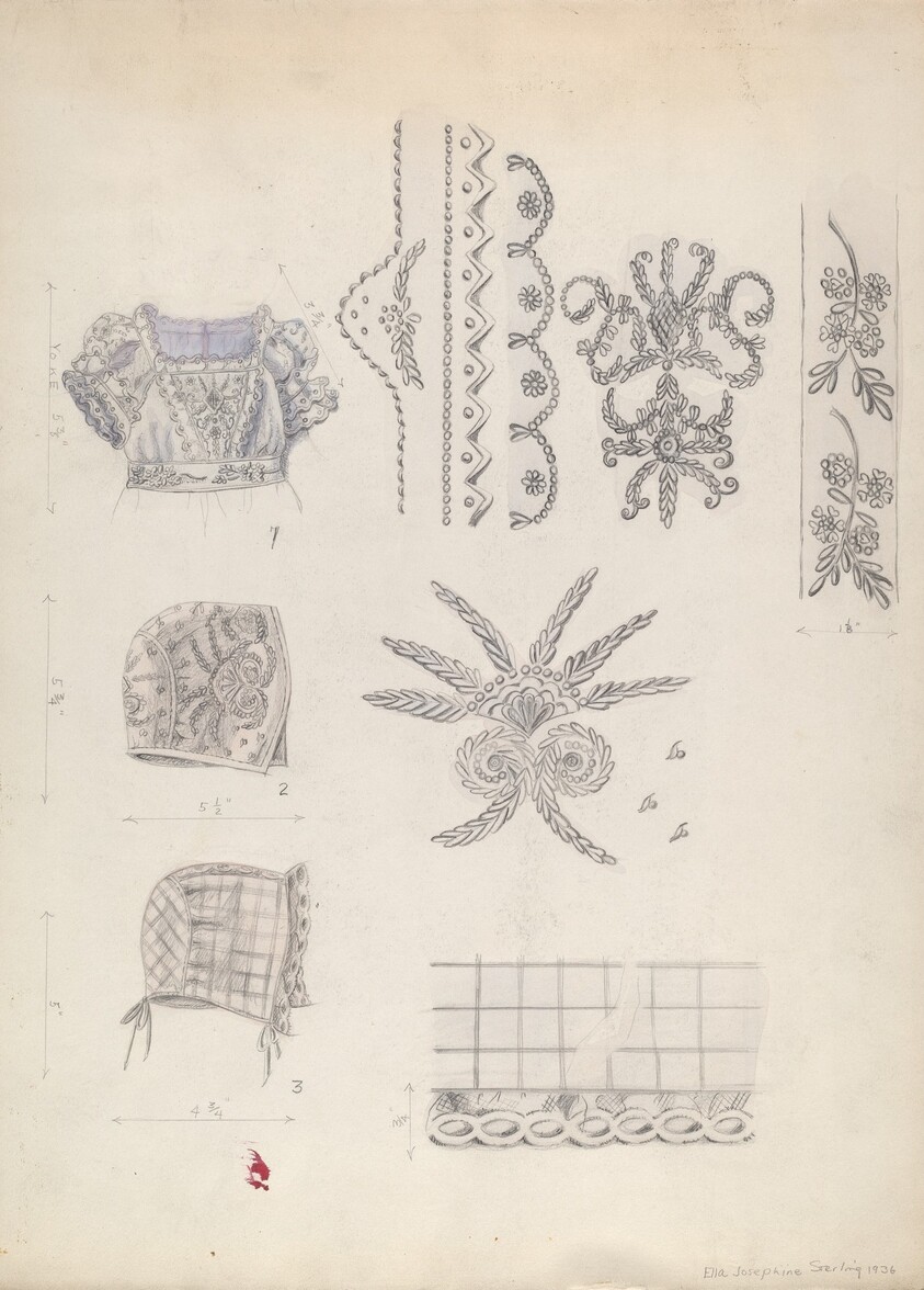 Infant's Dress Yoke and Mull Cup