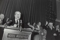 Nelson Rockefeller, Republican Headquarters on Election Night of Nixon Landslide, New York City, Garry Winogrand, 1968, printed 1983