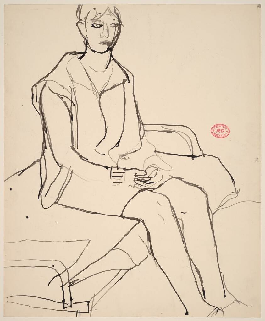 Untitled [woman seated on a cot]