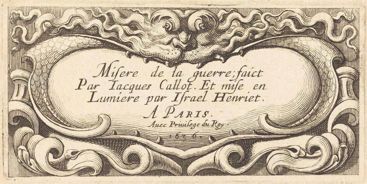Title Page for Callot's "The Small Miseries of War"