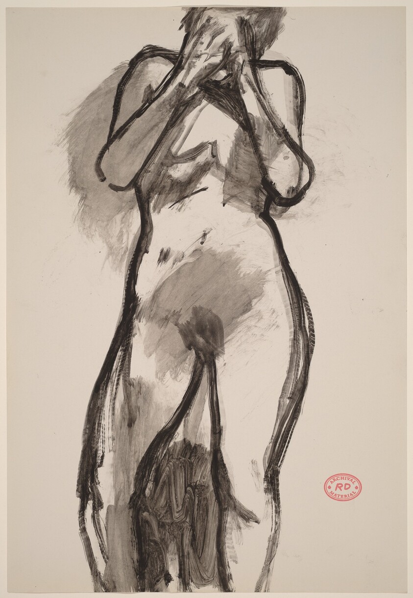 Untitled [standing female nude with hands over face]