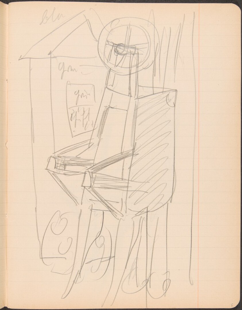 stehender Schubkarren vor Architektur (Wheelbarrow Standing by Architecture) [p. 5]