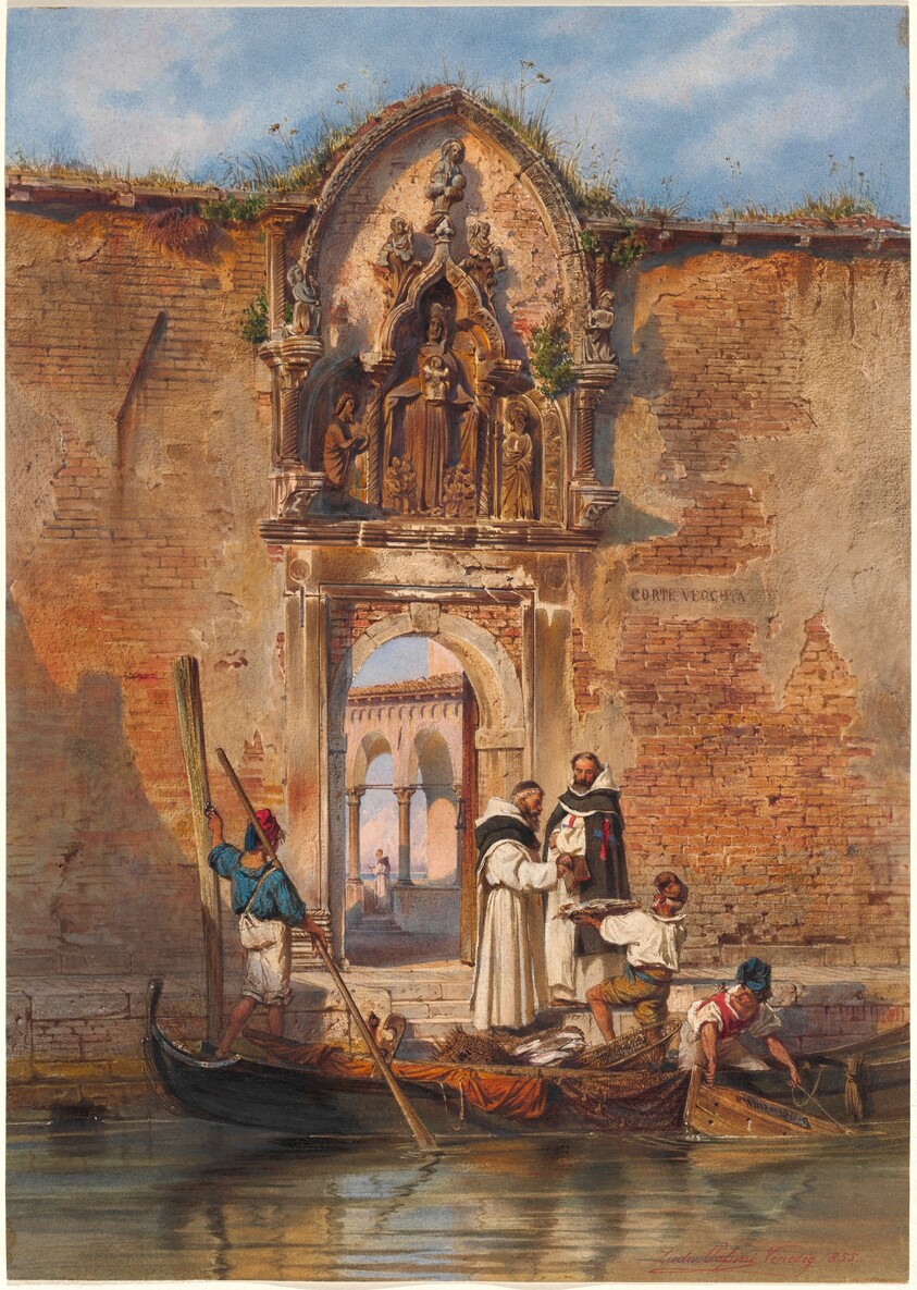 Monks Buying Fish before the Portal of the Madonna della Misericordia