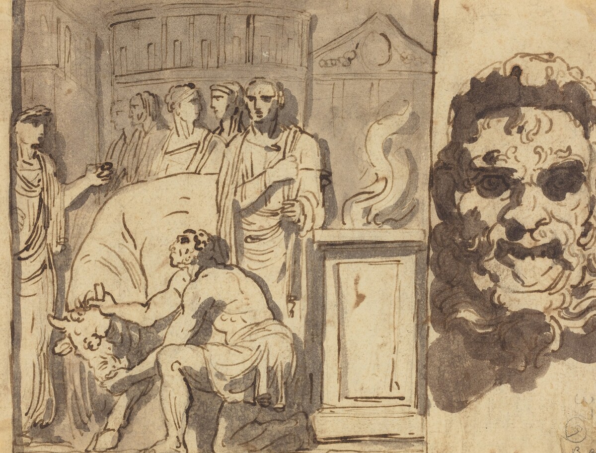 Ancient Sacrifice and Head of a Satyr