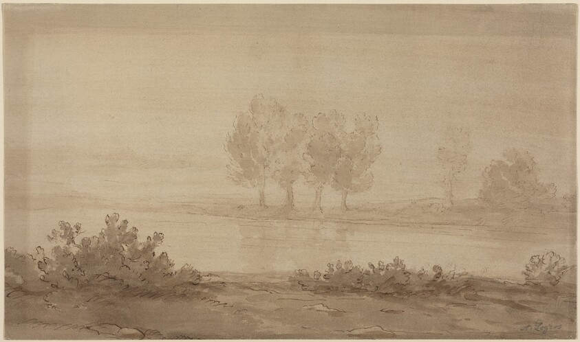 Landscape - Four Trees beyond a River