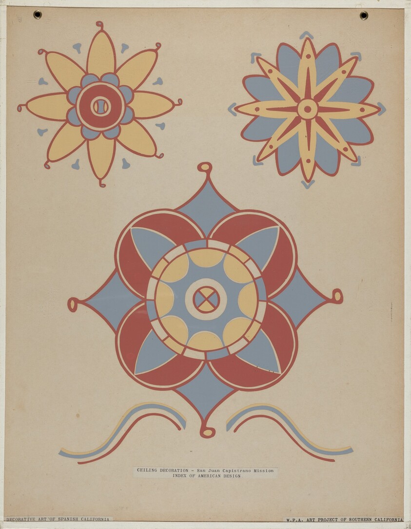 San Juan Capistrano Mission Ceiling Decoration From the portfolio "Decorative Art of Spanish California"