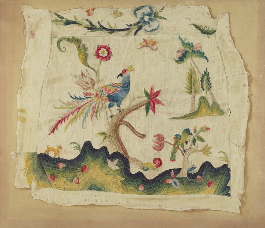 Crewel Embroidered Chair Seat