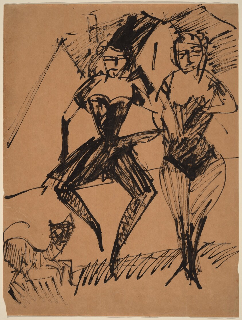 Two Dancers with a Cat