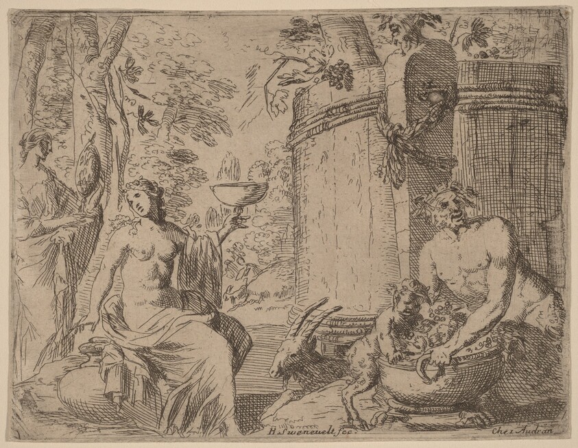 Two Nymphs and a Satyr before a Large Vat