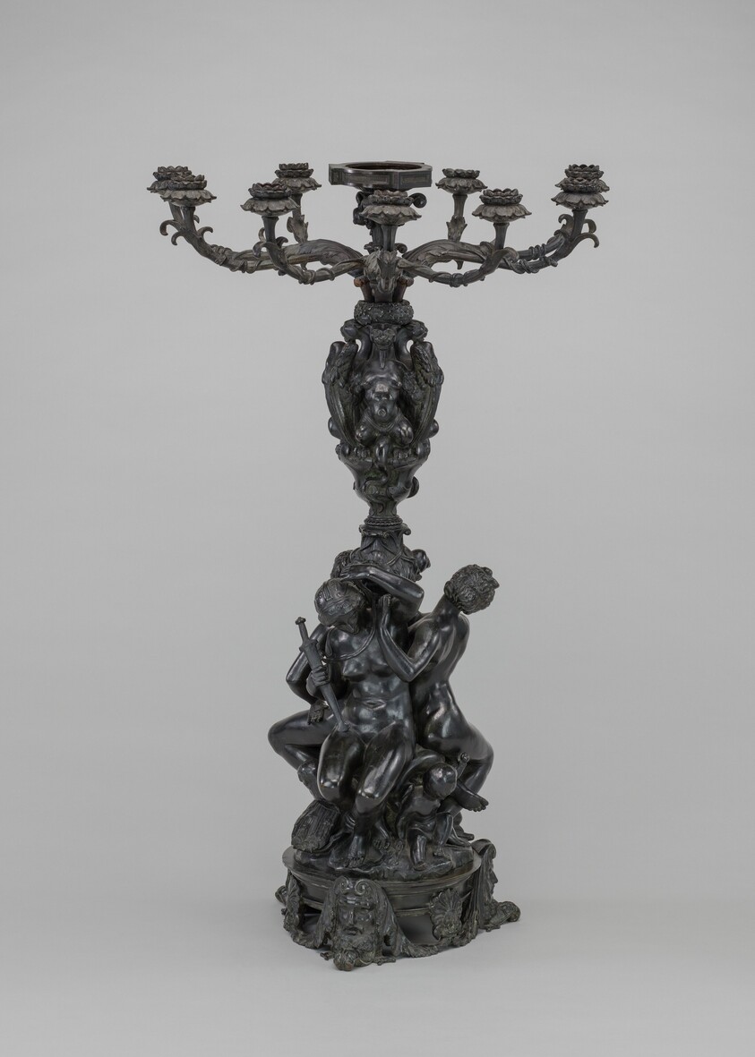 Nine Light Candelabra with Six Figures, Masks, and Chimeras