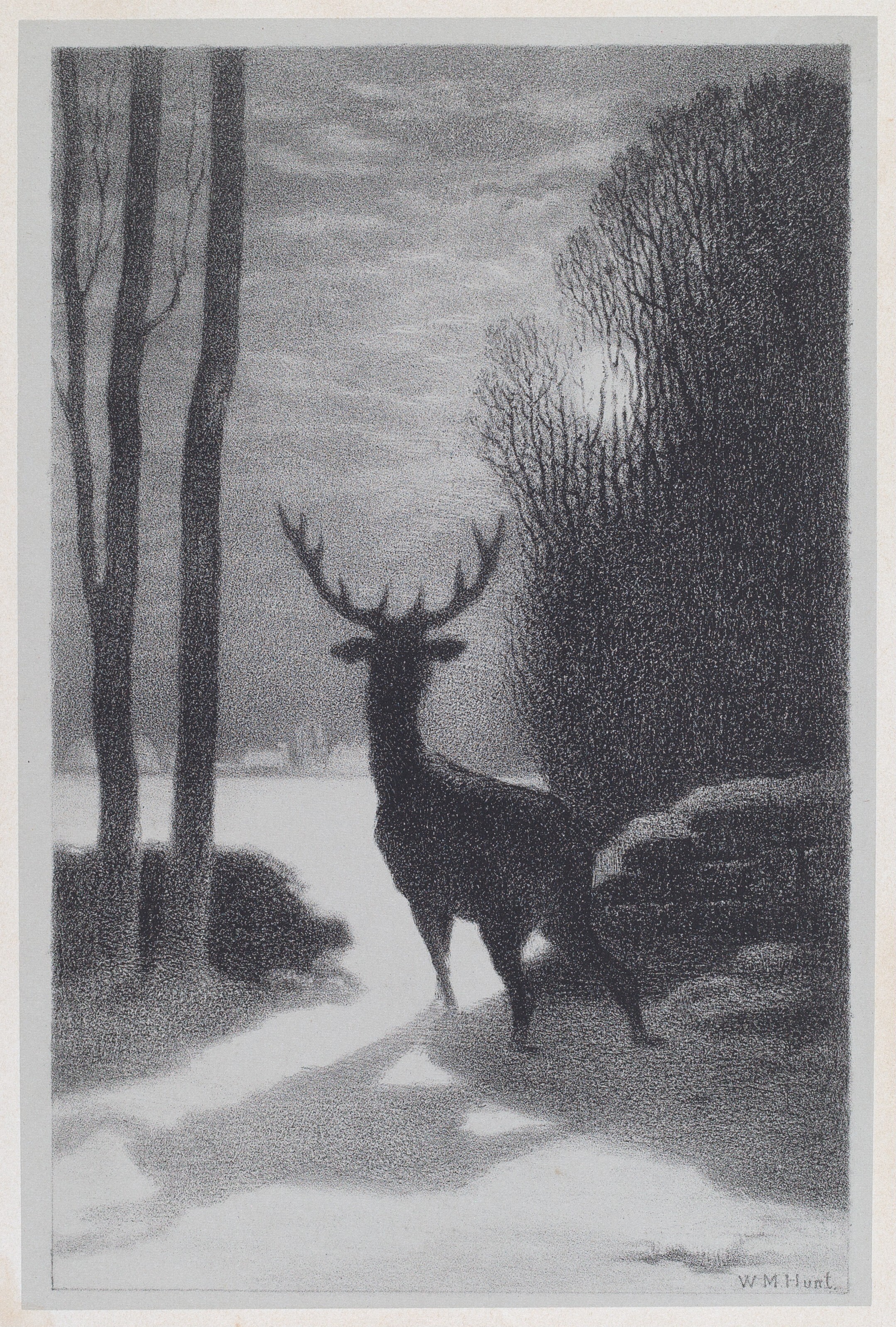 Stag in the Moonlight by William Morris Hunt