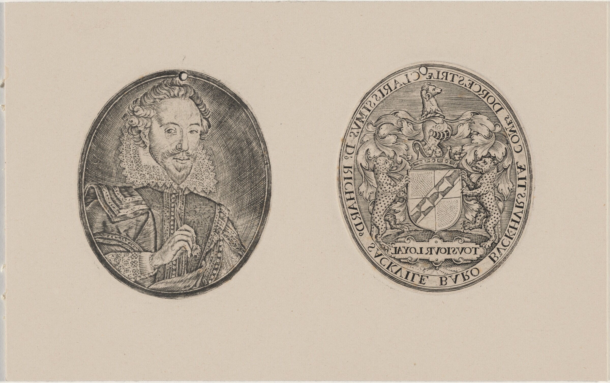 Shield of Richard Sackville, 3rd Earl of Dorset [right half], Simon de Passe