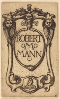 Bookplate of Robert M. Mann, David Young Cameron, 1895
