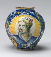 Drug jar with heads of women, Workshop of Domenico da Venezia, c. 1550/1570