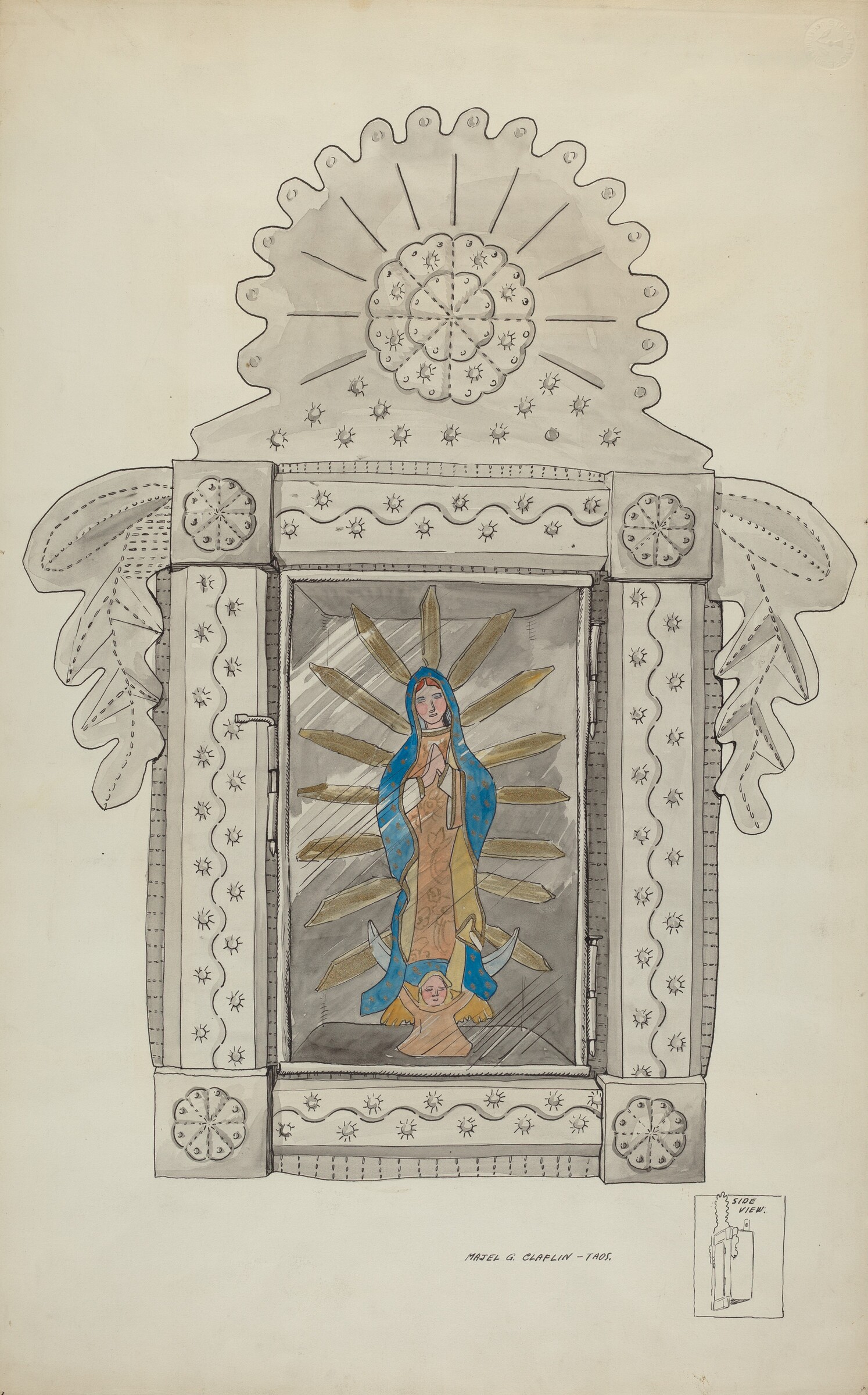 Tin Nicho Containing Guadalupe Bulto, Majel G. Claflin, c. 1936