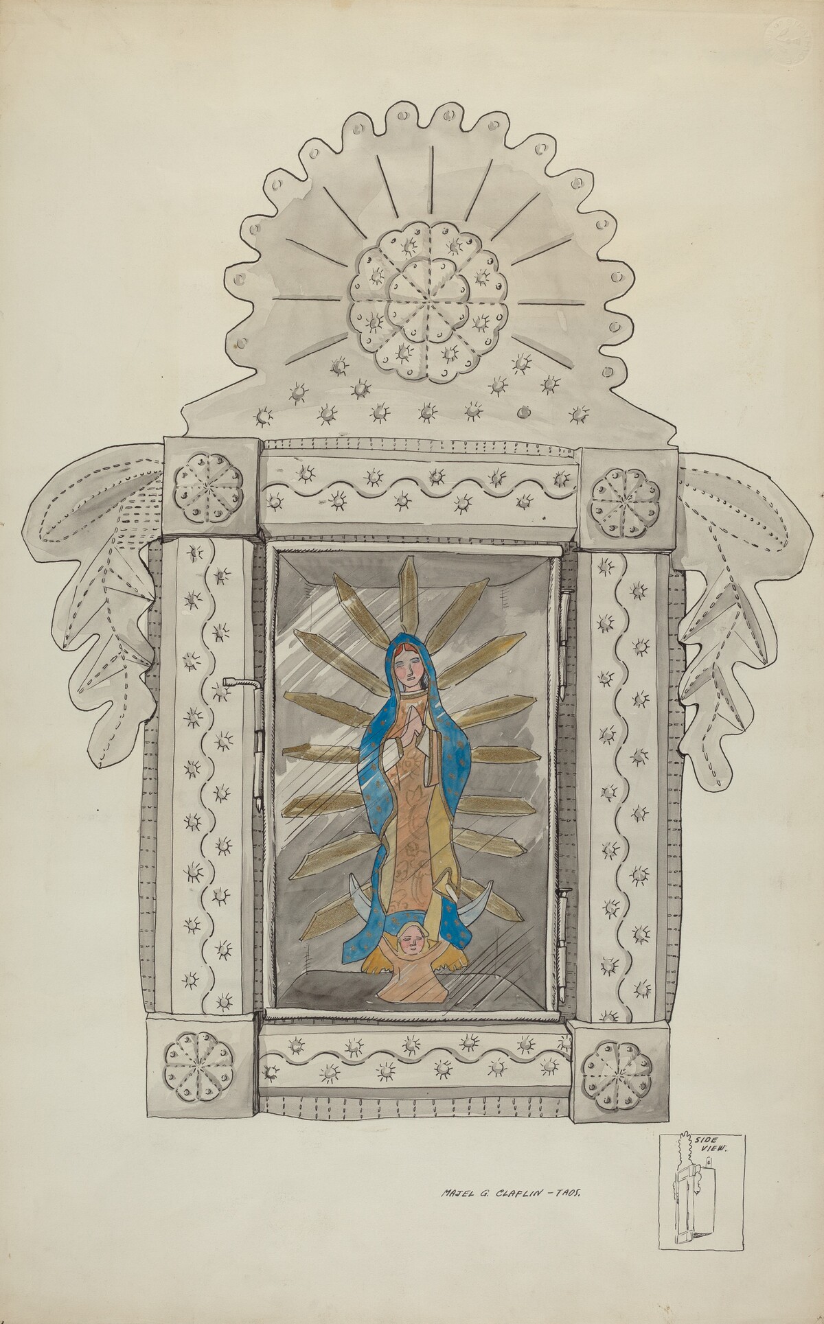 Tin Nicho Containing Guadalupe Bulto