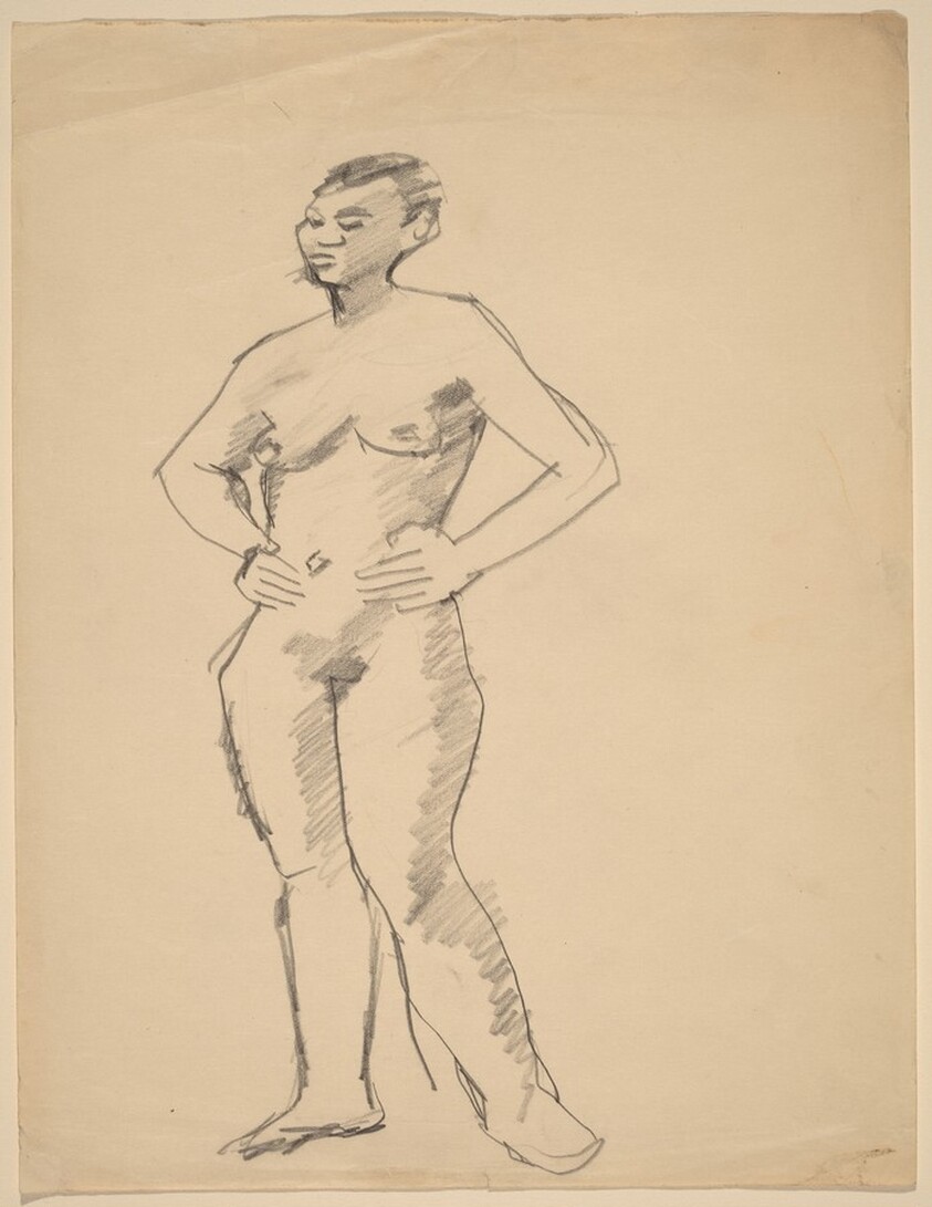 Standing Female Nude with Hands on Hips