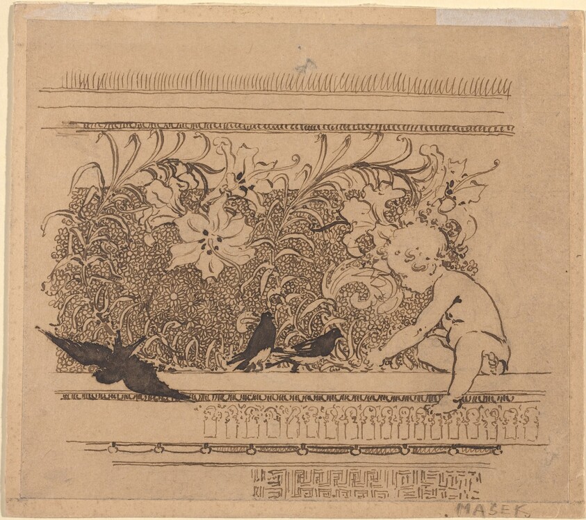 Ornamental Design with Birds and Lily