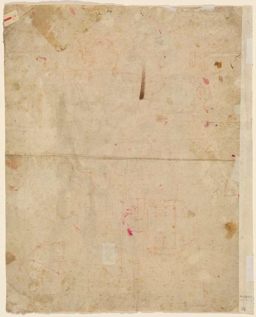 The Head of Saint George and Architectural Plans (verso)